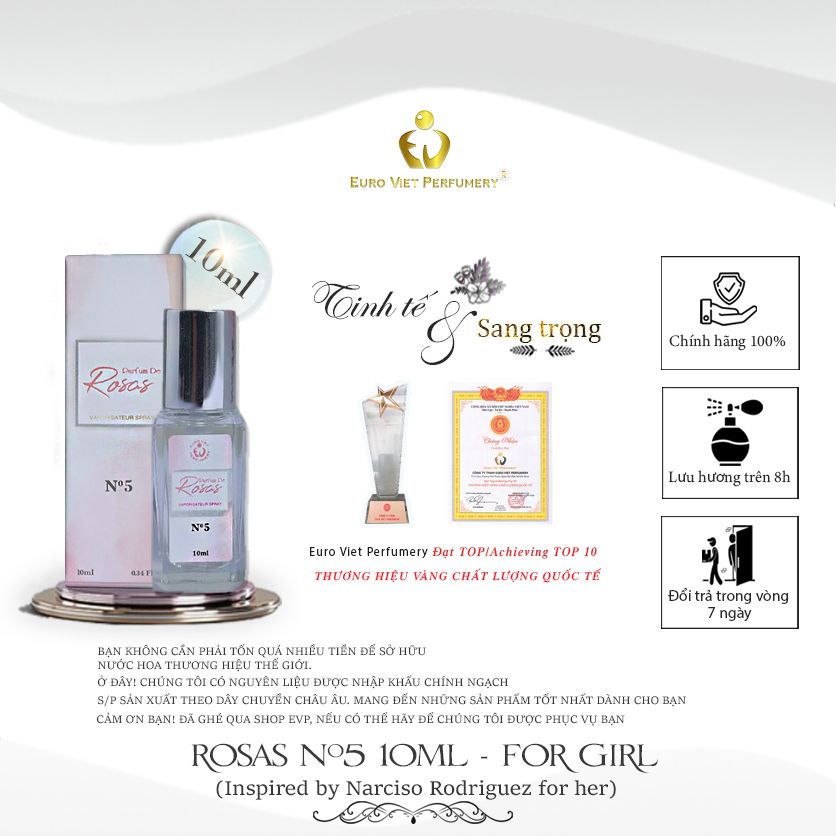 nuoc hoa nu euro viet rosas no 5 euro viet perfumery 10ml 1